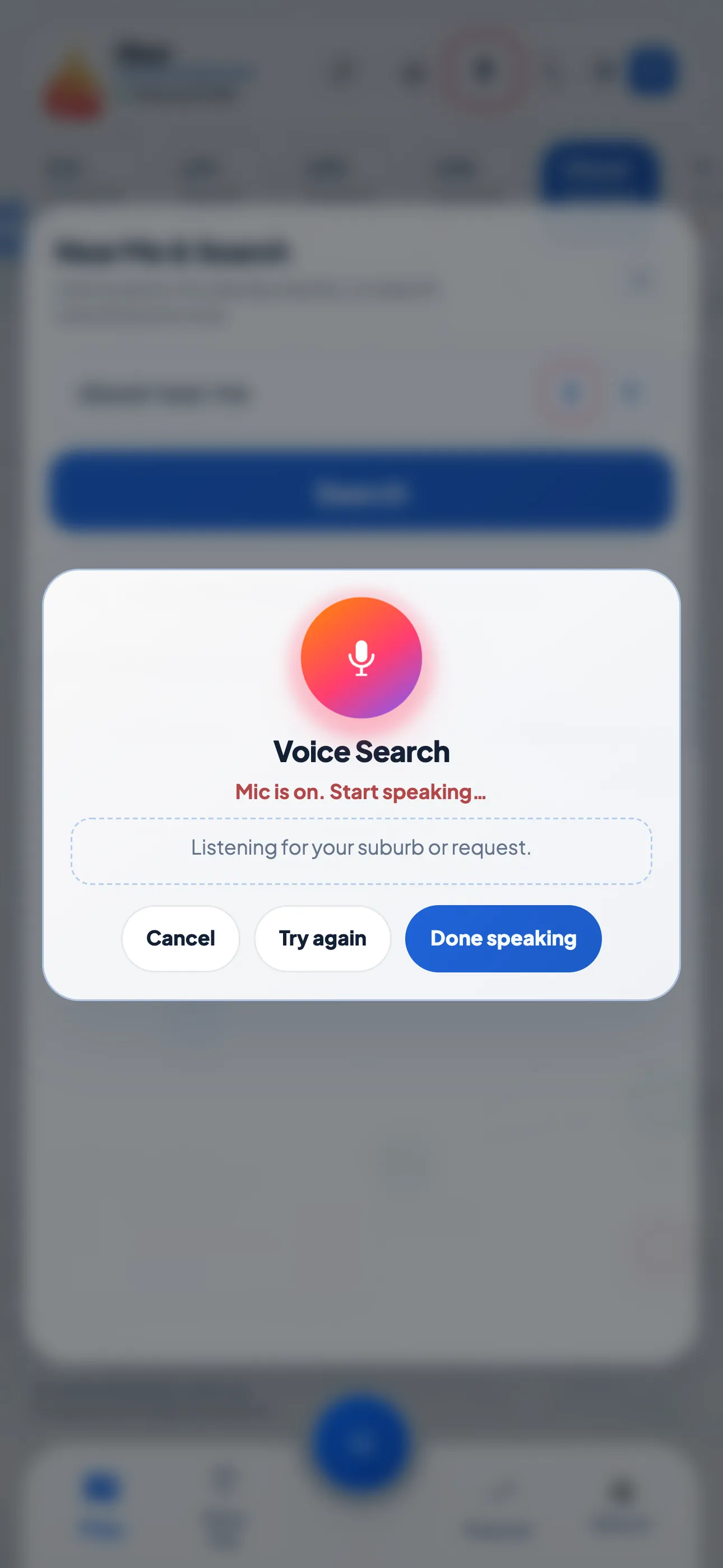 BlazrAI voice search interaction view